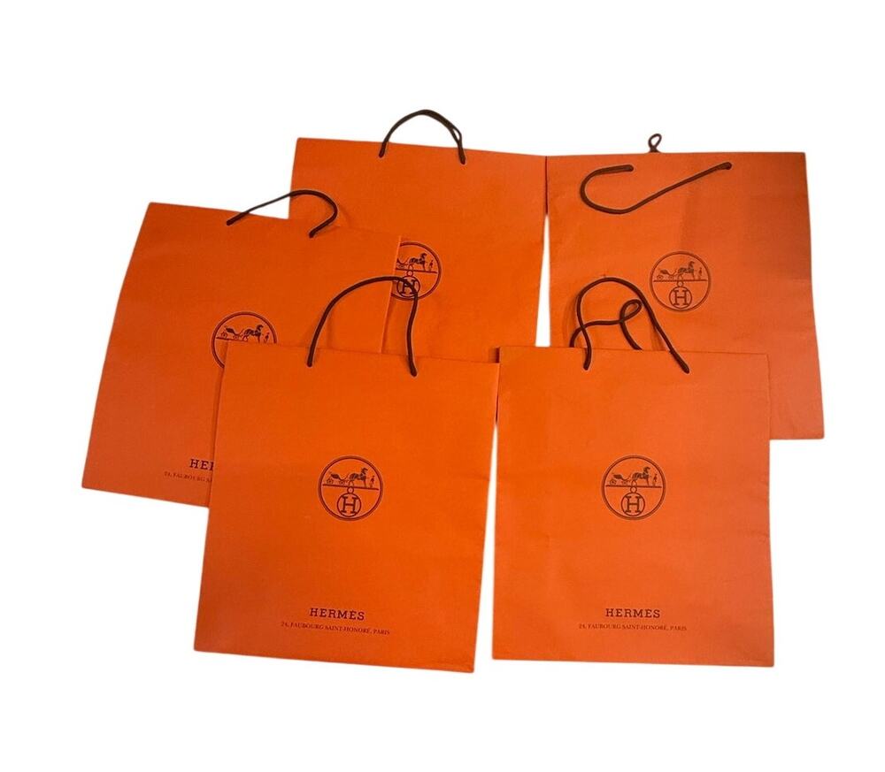 HermĆØs Paris Paper Shopping Gift Bags Lot of 5 Large 16x18.5x6.5 Rope Handles